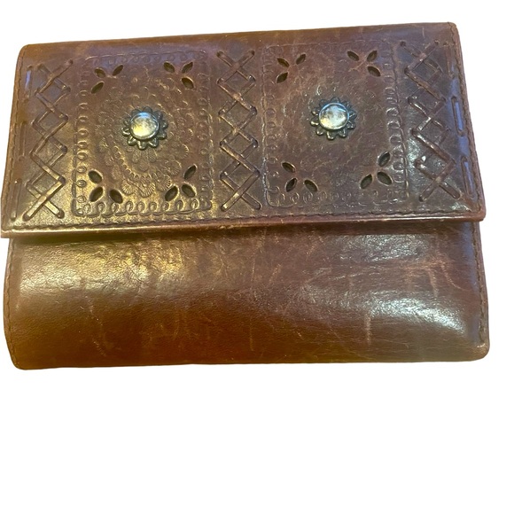 Vintage Concho or Concha  Ralph Lauren leather hand tooled cutout wallet - Picture 5 of 5